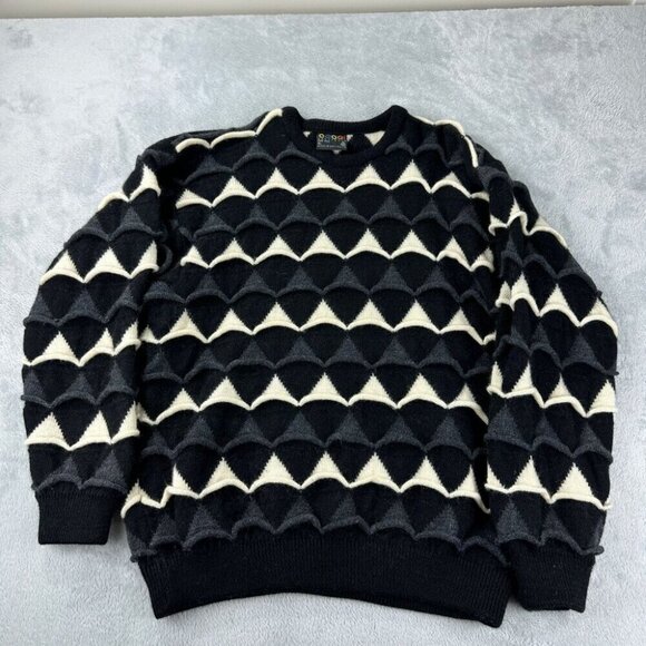 Vintage Coogi Australia Men's Size XL Pure Wool Knit Sweater Black / Cream - Picture 1 of 14